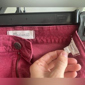 Madewell Red Velvet 10” high rise skinny jeans